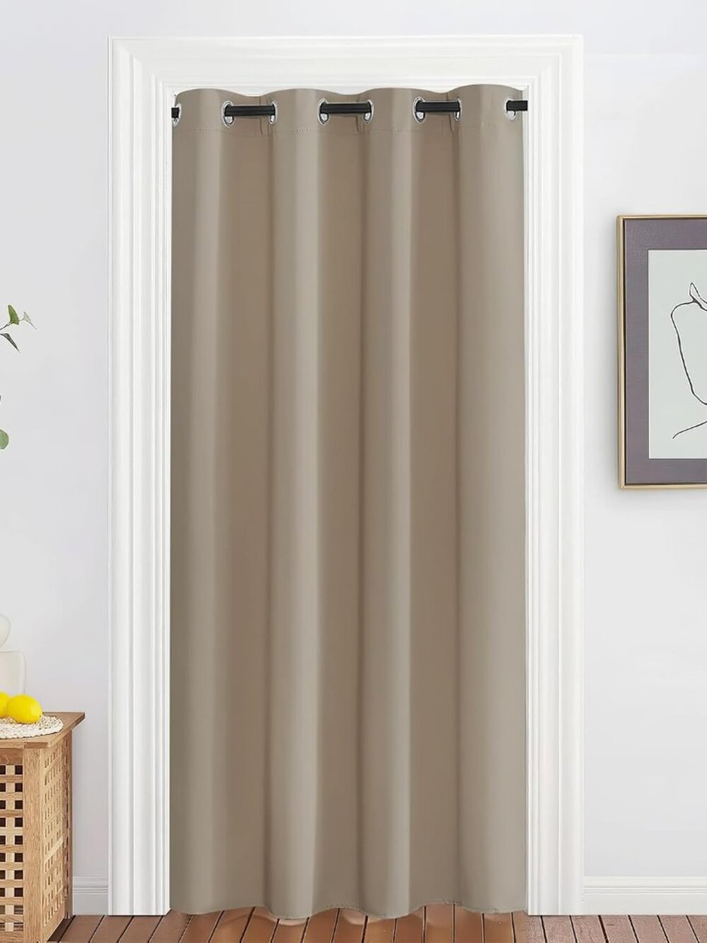 Blackout Doorway Curtain Drape 78 inch Long - Grommet Noise Reducing Thermal Ins
